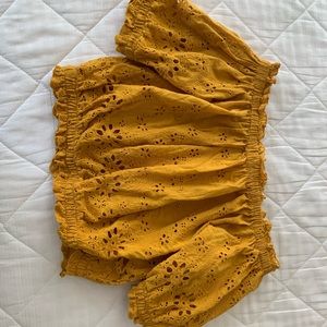 Mustard eyelet top